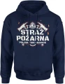 Straż Pożarna Polish Fire Service hełm topory płomienie symbol służby ratowniczej prosty styl Męska bluza z kapturem 