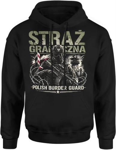 Straż Graniczna Polish Border Guard żołnierz karabin granica patrol bezpieczeństwo służba Męska bluza z kapturem 