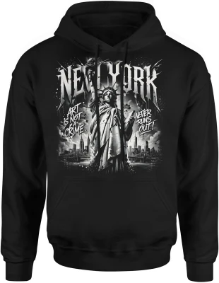 New York Statua Wolności street art miasto USA Męska bluza z kapturem