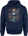 Mistyczne oko krajobraz góry las wodospad grzyby surrealizm psychodela natura fantasy Męska bluza z kapturem 