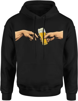 Ręce stworzenie piwo humor parodia sztuka klasyczna impreza Męska bluza z kapturem