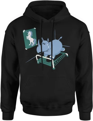Nosorożec bieżnia jednorożec motyw fitness humor siłownia zwierzę zabawny styl Męska bluza z kapturem