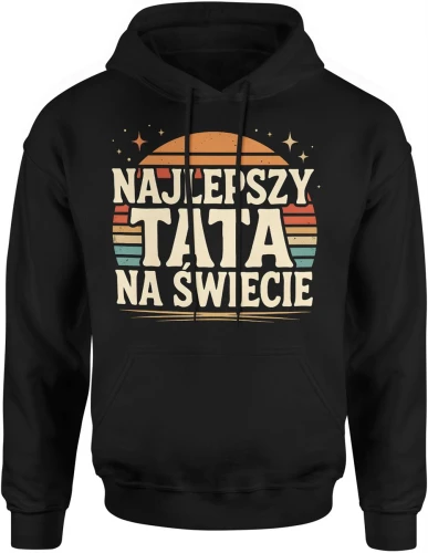 Najlepszy tata na świecie retro zachód słońca vintage styl klasyczny minimalizm Męska bluza z kapturem 