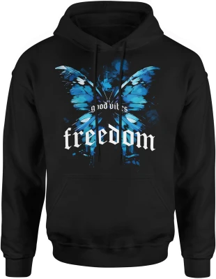 Niebieski motyl estetyczny styl good vibes freedom wolność natura delikatny klimat art vibe Męska bluza z kapturem