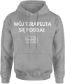 Mój terapeuta się poddał humor ironia sofa psychologia tekst mem śmieszny klimat Męska bluza z kapturem 