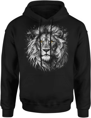 Lew król zwierząt siła charakter dzikość natura potęga symbol mocy elegancki styl Męska bluza z kapturem