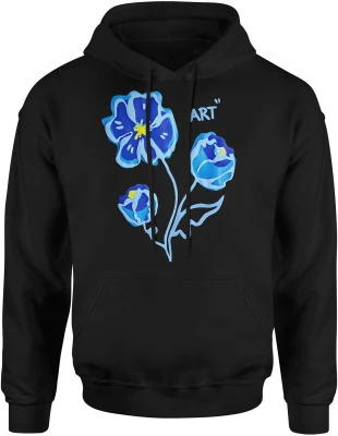 Niebieskie kwiaty art styl minimalistyczny natura estetyka delikatny wzór rośliny vibe Męska bluza z kapturem