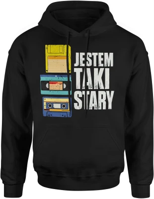 Jestem taki stary retro dyskietka kaseta magnetofon vintage lata 80 90 nostalgia Męska bluza z kapturem