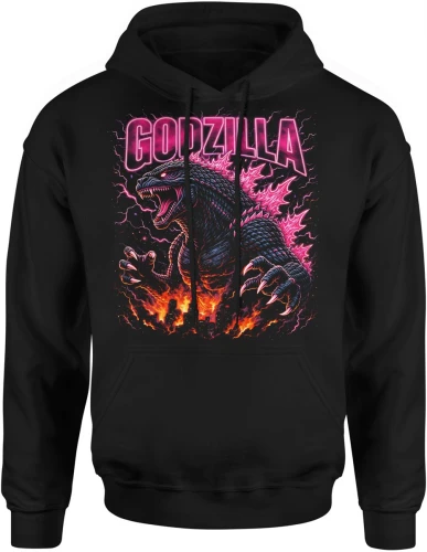 Godzilla neon potwór miasto ogień klimat monster movie kaiju Męska bluza z kapturem 