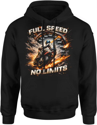 Full speed no limits motocykl wyścigi adrenalina szybka jazda tor racing styl Męska bluza z kapturem 