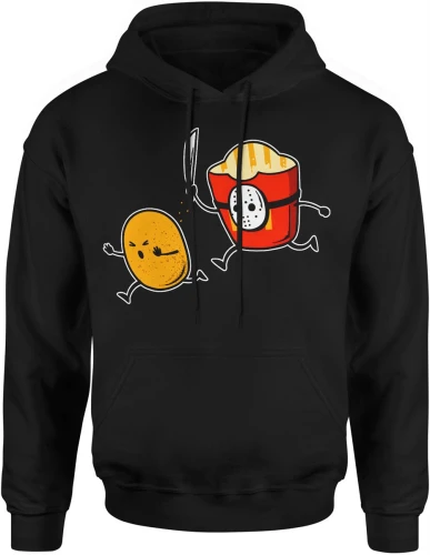 Frytki vs ziemniak humor jedzenie fast food zabawny styl kreskówka funny vibe Męska bluza z kapturem 