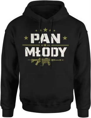 Pan młody gwiazdy styl militarny wieczór kawalerski ekipa ślubna party vibe Męska bluza z kapturem