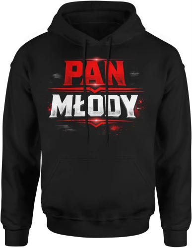 Pan młody czerwony styl wieczór kawalerski ślub ekipa impreza wedding party Męska bluza z kapturem 