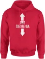 Dwa siedzenia strzałki góra dół humor śmieszny motyw Męska bluza z kapturem 
