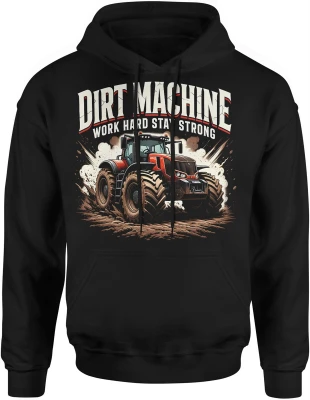 Dirt Machine traktor rolnik ciężka praca maszyna rolnicza pole farming Męska bluza z kapturem