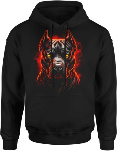 Groźny pies doberman czerwone oczy mroczny zwierzę agresywny stróż Męska bluza z kapturem 