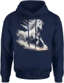 Biały koń galop kosmos gwiazdy Męska bluza z kapturem 