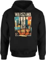 Warszawa skyline miasto architektura stolica Polska retro budynki podróże klimat urban Męska bluza z kapturem 