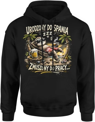 Lenistwo relaks hamak plaża chill kawa piwo wakacje odpoczynek Męska bluza z kapturem