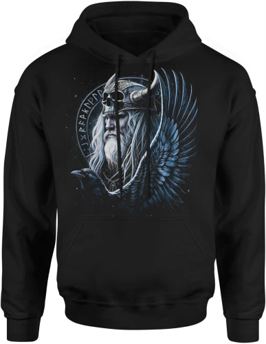 Wiking wojownik nordycki czaszka kruk runy mitologia nordic dark fantasy Męska bluza z kapturem 