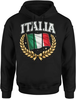 Italia flaga włochy godło laur patriotyczny symbol europa kraj heritage styl vintage Męska bluza z kapturem