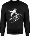 Kot na deskorolce skate trick zwierzę sport uliczny dynamiczny styl czarno biały Męska bluza 