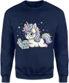 Jednorożec czytający książkę pastel kawaii fantasy magia gwiazdy cute Męska bluza 