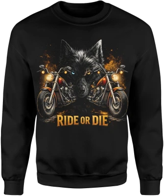 Ride or die wilk motocykle ogień biker klimat jazda wolność pasja maszyny styl Męska bluza