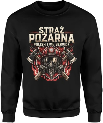 Straż Pożarna Polish Fire Service hełm maska topory ogień ratownik akcja bohater klimat Męska bluza