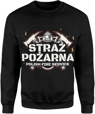 Straż Pożarna Polish Fire Service hełm topory płomienie symbol służby ratowniczej prosty styl Męska bluza