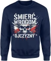 Śmierć Wrogom Ojczyzny czaszka miecze patriotyczny symbol walka honor siła czerwono biała Męska bluza 