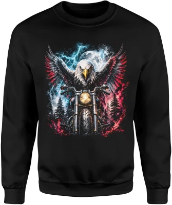 Orzeł motocykl noc księżyc chopper biker wolność droga USA styl Męska bluza