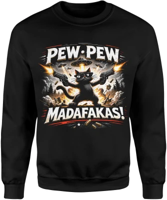 Kot z bronią UFO eksplozja humor akcja kosmos mem styl gangsta Męska bluza