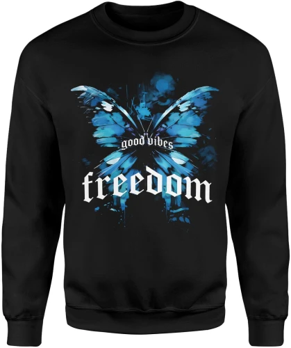 Niebieski motyl estetyczny styl good vibes freedom wolność natura delikatny klimat art vibe Męska bluza 