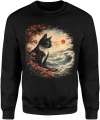 Kot ocean fale zachód słońca natura krajobraz spokój estetyka przyroda styl Męska bluza 