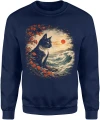 Kot ocean fale zachód słońca natura krajobraz spokój estetyka przyroda styl Męska bluza 