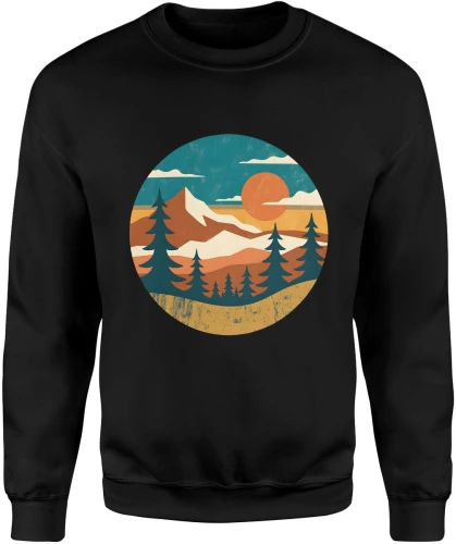 Góry zachód słońca krajobraz vintage las natura podróże trekking outdoor retro styl Męska bluza 