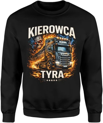 Kierowca tira ciężarówka transport droga noc jazda ogień trucking pasja Męska bluza