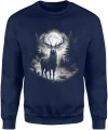 Jeleń w lesie noc księżyc natura dzikie zwierzę mgła klimat wilderness spokojny styl Męska bluza 