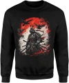 Samurai wojownik katana czerwone słońce kruki japonia mrok bushido epicki styl ninja Męska bluza 