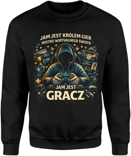 Gracz gaming pad konsola e-sport rozrywka wirtualny świat rywalizacja pasja komputer hobby Męska bluza 