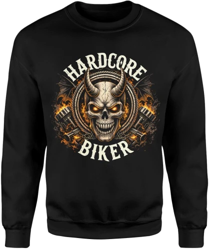 Hardcore biker motocykl czaszka płomienie stal silnik jazda moto styl Męska bluza 