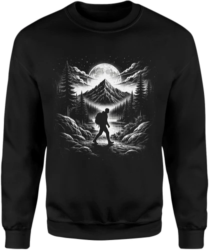 Góry noc księżyc trekking wędrówka las natura przygoda outdoor survival cisza Męska bluza 