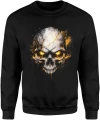 Czaszka ogień złote oczy mroczny klimat horror styl dark skull ognisty motyw streetwear Męska bluza 