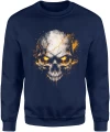 Czaszka ogień złote oczy mroczny klimat horror styl dark skull ognisty motyw streetwear Męska bluza 