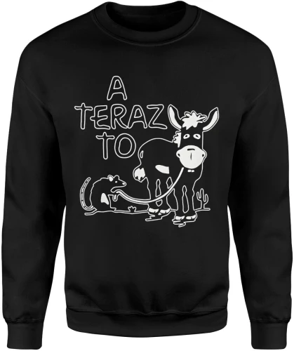 A teraz to krowa i szczur humor absurd wiejski klimat zabawny rysunek farma Męska bluza 