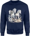 Trzy białe konie galop siła natura dynamika elegancja stado wolność Męska bluza 
