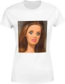 Disgusted Doll Face Lalka Creepy Twarz Mem Dziwna Mina Viral Internet Cringe Damska koszulka 