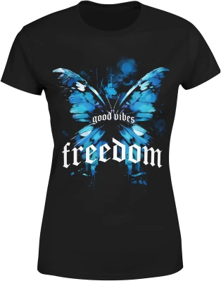 Niebieski motyl estetyczny styl good vibes freedom wolność natura delikatny klimat art vibe Damska koszulka