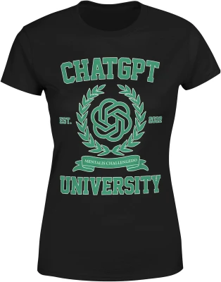 Chatgpt university est 2022 ai sztuczna inteligencja nerd college tech humor geek Damska koszulka
